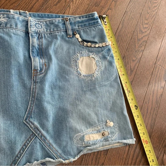 Y2K 2000s Handmade Handcrafted Repurposed Denim Embellished Skirt Size Unknown - Picture 5 of 13